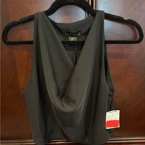 House of Harlow 1960 Black Draped Cowl Neck Sleeveless Top